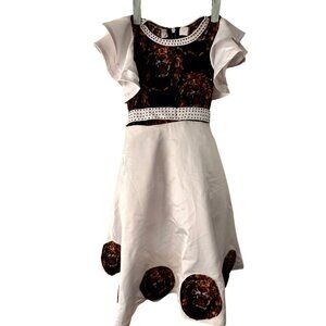 Girls Lion Print Puff Sleeve Handmade Dress Costume Fancy Halloween Unique Party